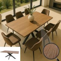 Esszimmertisch Küchentisch Esstisch Industrial MDF Metall 180cm Walnuss-Optik