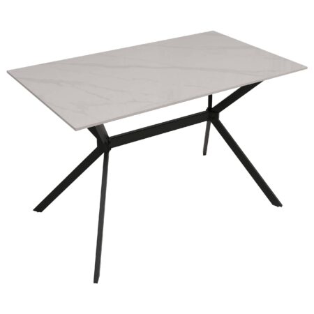 Esszimmertisch Esstisch Sinterstein Metall 120cm Marmor-Optik weiss