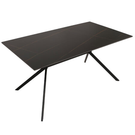 Esszimmertisch Esstisch Sinterstein Metall 160cm Marmor-Optik schwarz-gold