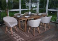 Esszimmerstuhl Küchenstuhl Retro 50er Jahre Textil creme/grau
