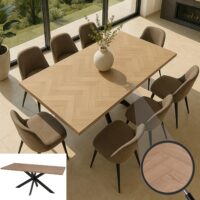 Esszimmertisch Küchentisch Esstisch Industrial MDF Metall 180cm helle Eiche-Optik