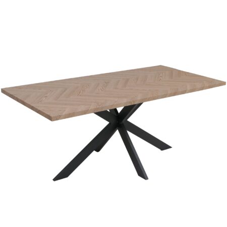 Esszimmertisch Küchentisch Esstisch Industrial MDF Metall 180cm helle Eiche-Optik