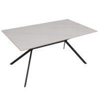 Esszimmertisch Esstisch Sinterstein Metall 160cm Marmor-Optik weiss