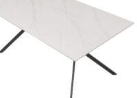 Esszimmertisch Esstisch Sinterstein Metall 160cm Marmor-Optik weiss