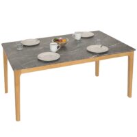 Esszimmertisch Esstisch Massivholz HDF Laminat 135x80cm Marmoroptik helle Beine