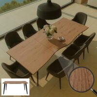 Esszimmertisch Ausziehtisch Esstisch Eisen MDF 160-220cm Walnuss-Optik