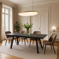 Esszimmertisch Esstisch Ausziehtisch Sinterstein 160-242x91cm Marmor-Optik grau