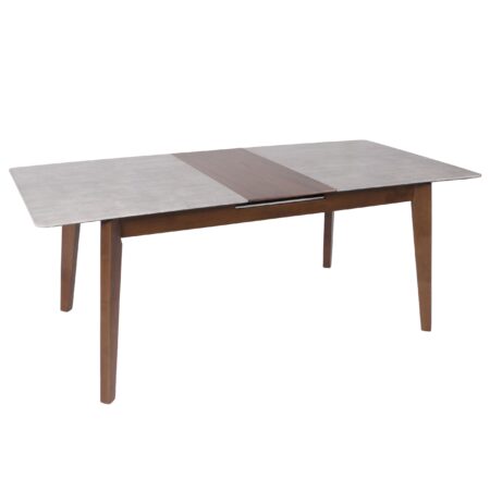 Esszimmertisch Esstisch ausziehbar 160-200x90cm Beton-Optik braune Beine