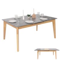 Esszimmertisch Esstisch ausziehbar 160-200x90cm Marmoroptik helle Beine