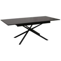 Esszimmertisch Ausziehtisch Esstisch Eisen MDF 160-200x90cm Stein-Optik schwarz