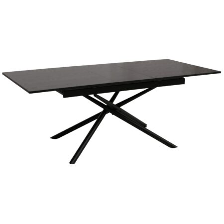 Esszimmertisch Ausziehtisch Esstisch Eisen MDF 160-200x90cm Stein-Optik schwarz