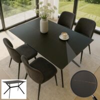 Esszimmertisch Esstisch Sinterstein Metall 120cm Marmor-Optik schwarz-gold