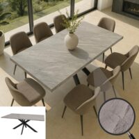 Esszimmertisch Küchentisch Esstisch Industrial MDF Metall 180cm Marmor-Optik grau
