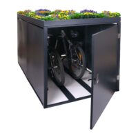 Abschließbare Fahrradgarage für 2 Fahrräder aus Stahl mit Pflanzkasten anthrazit