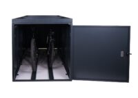 Abschließbare Fahrradgarage für 2 Fahrräder aus Stahl mit Pflanzkasten anthrazit