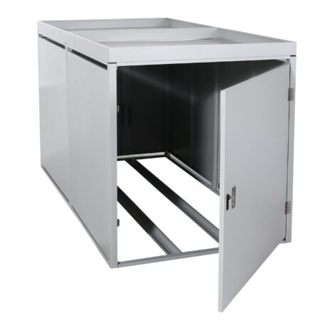 Fahrradgarage für 2 Fahrräder aus Stahl mit Pflanzkasten hellgrau abschließbar