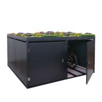 Fahrradgarage für 4 Fahrräder mit Pflanzkasten aus verzinktem Stahl anthrazit