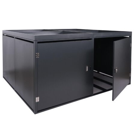 Fahrradgarage für 4 Fahrräder mit Pflanzkasten aus verzinktem Stahl anthrazit