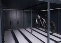 Fahrradgarage für 4 Fahrräder mit Pflanzkasten aus verzinktem Stahl anthrazit