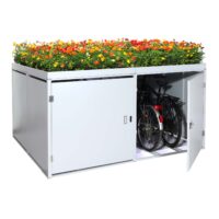 Fahrradgarage für 4 Fahrräder aus Stahl mit Pflanzkasten hellgrau abschließbar