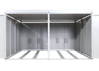 Fahrradgarage für 4 Fahrräder aus Stahl mit Pflanzkasten hellgrau abschließbar