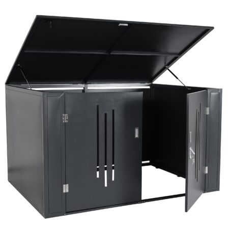 Abschließbare Fahrradgarage für 4 Räder aus Metall anthrazit