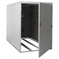 Abschließbare Fahrradgarage aus Metall für 2 Fahrräder mit Ablage hellgrau