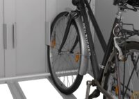 Abschließbare Fahrradgarage aus Metall für 2 Fahrräder mit Ablage hellgrau