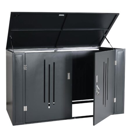 Abschließbare Fahrradgarage aus Metall für 2 Fahrräder anthrazit