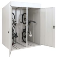 Abschließbare Fahrradgarage für 2 Räder aus Metall hellgrau 213x158x125 cm