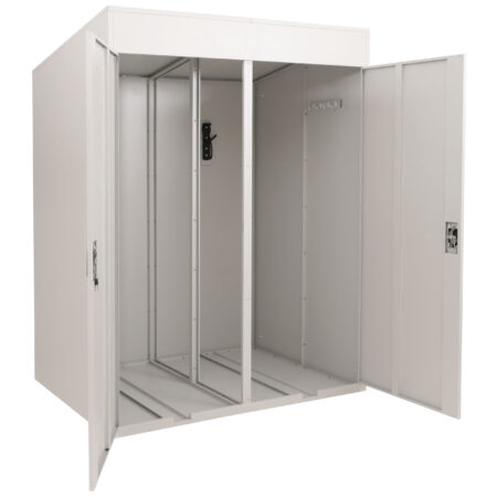 Abschließbare Fahrradgarage für 2 Räder aus Metall hellgrau 213x158x125 cm