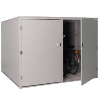 Fahrradgarage für 4 Räder aus Metall mit Regal abschließbar hellgrau