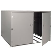 Fahrradgarage für 4 Räder aus Metall mit Regal abschließbar hellgrau