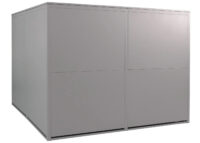 Fahrradgarage für 4 Räder aus Metall mit Regal abschließbar hellgrau