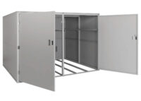 Fahrradgarage für 4 Räder aus Metall mit Regal abschließbar hellgrau