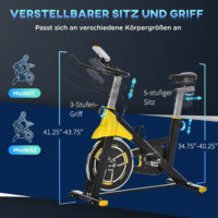 Höhenverstellbarer Fahrradtrainer mit LCD-Display.