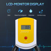 Höhenverstellbarer Fahrradtrainer mit LCD-Display.