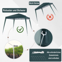 Grüner Faltpavillon 24x24m mit UV-Schutz, faltbar.