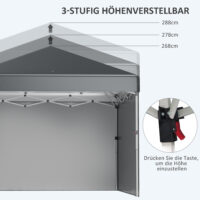 Dunkelgrauer Faltpavillon 297x297m mit UV-Schutz Stahl.