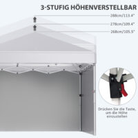 Faltpavillon 3x3m mit 2 Seitenwänden.
