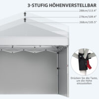 Faltpavillon 3x3m mit 2 Seitenwänden.