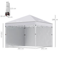Faltpavillon 3x3m mit 2 Seitenwänden.