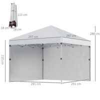 Faltpavillon 3x3m mit 2 Seitenwänden.