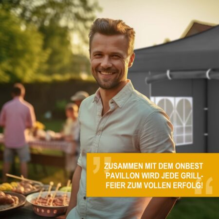 Grauer 3x3 m Faltpavillon mit wetterfestem Dach für Feste, Märkte oder Gartenpartys.
