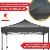 Grauer 3x3 m Faltpavillon mit wetterfestem Dach für Feste, Märkte oder Gartenpartys.