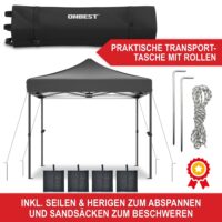 Grauer 3x3 m Faltpavillon mit wetterfestem Dach für Feste, Märkte oder Gartenpartys.