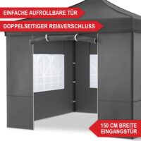 Grauer 3x3 m Faltpavillon mit wetterfestem Dach für Feste, Märkte oder Gartenpartys.