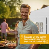 Weißer 3x3 m Popup-Faltpavillon mit stabiler Pergola-Konstruktion, ideal für Garten und Events.