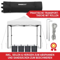 Weißer 3x3 m Popup-Faltpavillon mit stabiler Pergola-Konstruktion, ideal für Garten und Events.