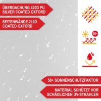 Weißer 3x3 m Popup-Faltpavillon mit stabiler Pergola-Konstruktion, ideal für Garten und Events.